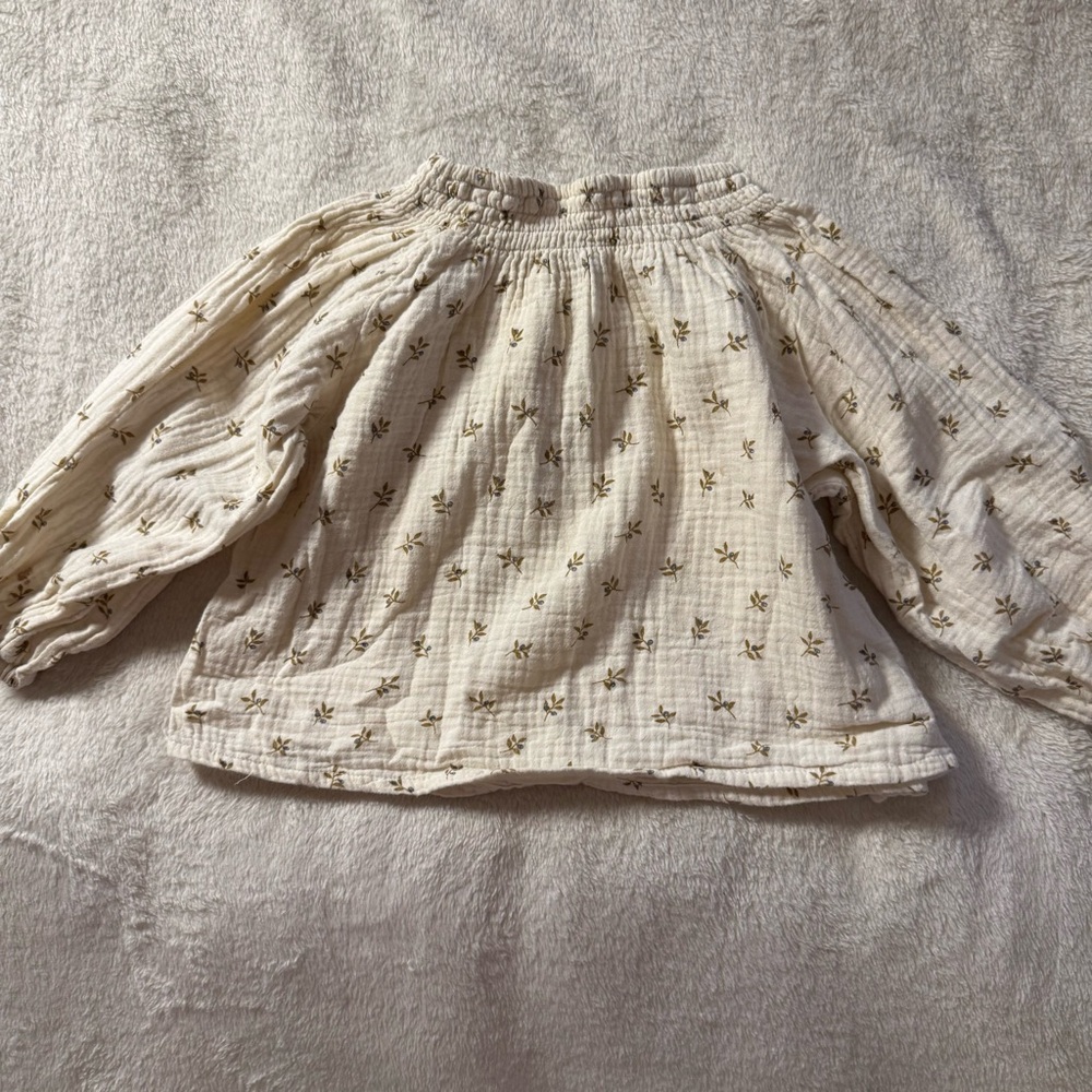 Rylee + Cru Cream Blouse with Brown Floral Design